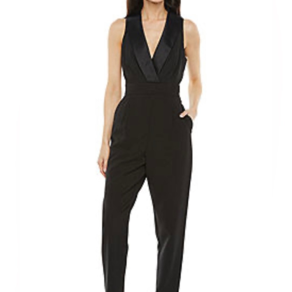 Jessica Howard Shawl Collar Sleeveless Jumpsuit
